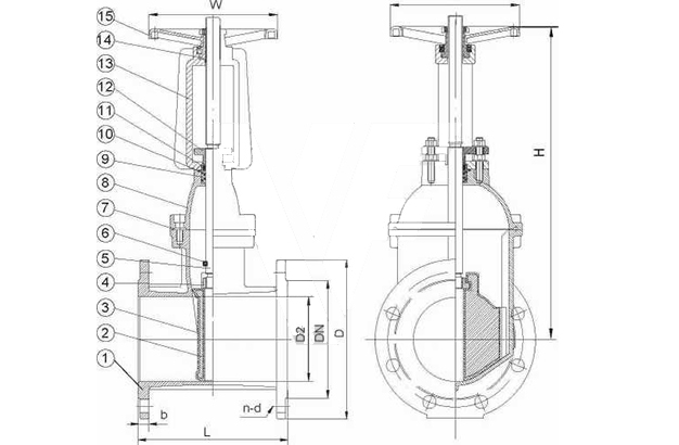 OS&Y Rising Stem BS5163 Resilient Gate Valve